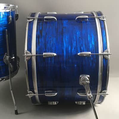 Vintage Custom 3-Piece Drum Set 1970s MIJ Pearl Bass Blue Oyster Pearl Rock Kit 12/16/22 Completely Restored in USA image 10