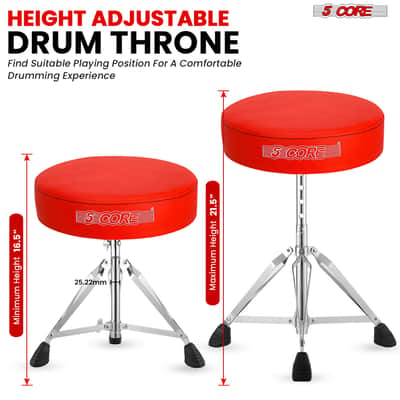 5 Core Drum Throne 3" Padded Drum Seat Height Adjustable Drumming Chair for Practice and Performance image 4