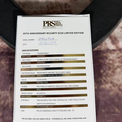 PRS Limited Edition 40th Anniversary McCarty SC56 - Custom Colour #3 (Black Goldburst with Binding) image 9