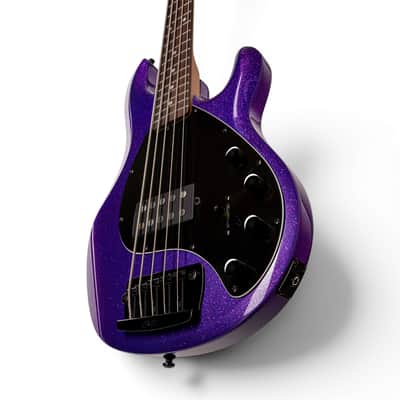 Sterling by Music Man Stingray Ray35 5-String Bass, Purple Sparkle image 4