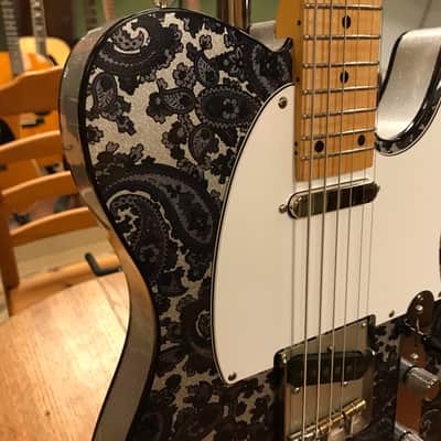 Crook Baritone Telecaster Black Paisley Silver Sparkle Matching Headstock image 4