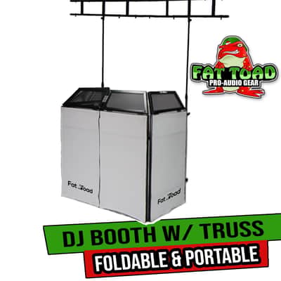 FAT TOAD DJ Booth with 8FT Lighting Truss Stand Package (QuickFOLD Series) – Foldable Panel Tabletop Platform Facade Scrim Cover – Video Light Projector Display Workstation For Sound System Event image 1