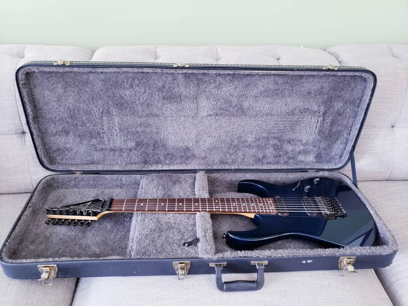 1997 Ibanez RG 7620 Metalic Blue 7 String Guitar with OHSC and
