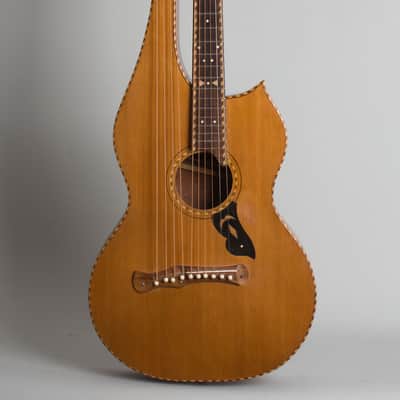 Knutsen 10 String Harp Guitar, c. 1915, black gig bag case. image 1