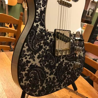 Crook Baritone Telecaster Black Paisley Silver Sparkle Matching Headstock image 6