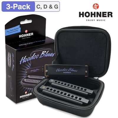 HOHNER HBP Hoodoo Blues Harmonica 3-Pack w/Case (C, D, G) image 1