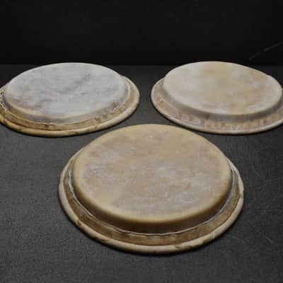 AK leather head for djembe/bongo set 3pc 11"+12" 2000s - Skin image 10