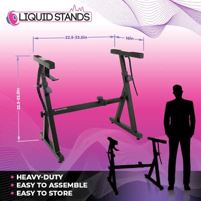 Liquid Stands Z Style Adjustable Piano Keyboard Stand - Fits 54-88 Key Electric Pianos (Black) image 2