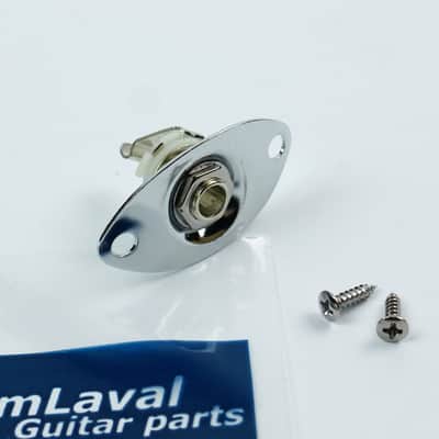 Oval Shape Electric Guitar Output Jack Plate Socket 1/4" ,Thin Chrome image 1