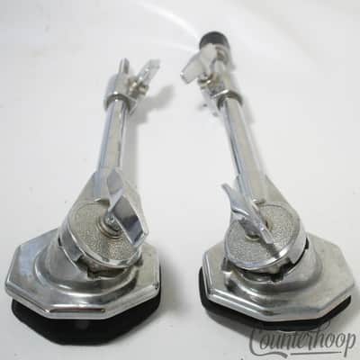 Tama 2x Bass Drum 80s Spurs+Mounts Heavy Duty Telescoping Legs Chrome Rubber Ft image 1
