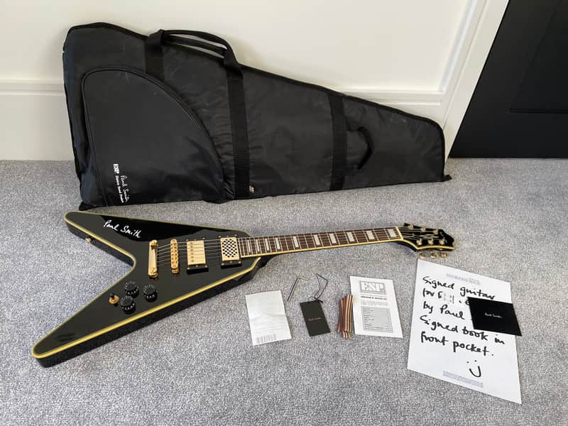 ESP for Paul Smith - V Shape Travel Electric Guitar - Black - SIGNED - 400 Limited Edition image 1