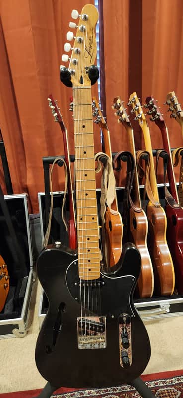 2010 Logan Custom Guitars Thinline Tele  - Worn Black Metalic image 1