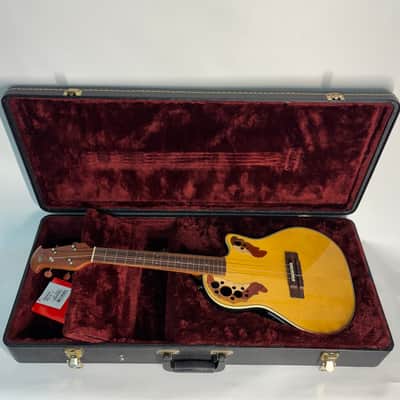 Ovation Tenor Electric / Acoustic Cutaway Ukulele UAE-148 Natural Spruce W/ Premium Hard Case image 6