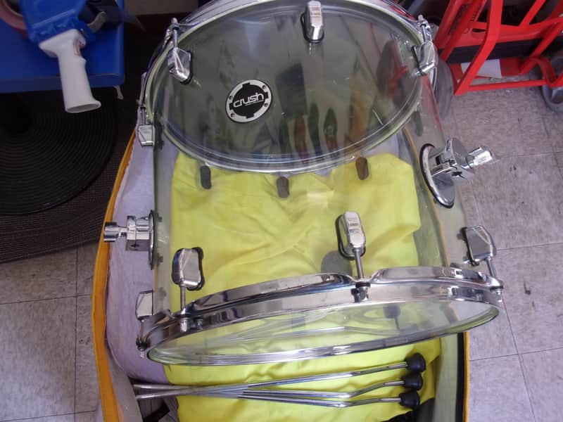 Crush Clear Acrylic Seamless 16" dia x 14" Floor Tom Drum with 3 x Legs Lot image 1