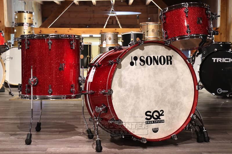 Sonor SQ2 Medium Maple 3pc Drum Set Red Sparkle image 1
