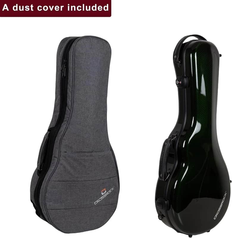 Crossrock Air Carbon Mandolin Case for F-Style (Fits Gibson F5) | Gloss 3K Carbon Weave Finish in Racing Green, TSA Lock, Backpack Straps, Dust Cover – Elite Flight Case image 1