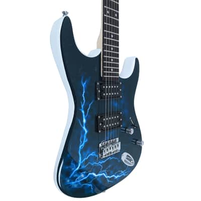 Lightning Style Electric Guitar with Power Cord/Strap/Bag/Plectrums Black & White image 8