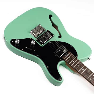 Eart Guitars, E-TT72, Semi Hollow Body Electric Guitars Humbucker Pickups Fixed Bridge LP3, Surf Green image 4