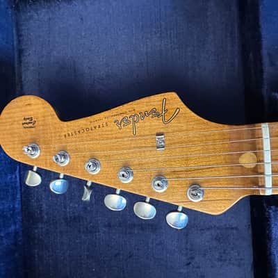 Fender Custom Shop Roasted 1956 Stratocaster Relic Faded Aged Fiesta Red Poblano Pickups image 5
