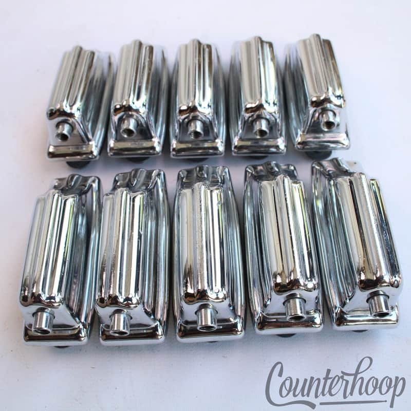 Rogers 10x Beavertail Bass Drum Lugs Chrome Dayton Powertone Vintage 60s USA Set image 1