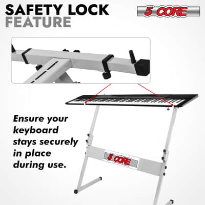 5 Core Keyboard Stand Adjustable 21 - 33" Z Style Metal Electric Piano Riser 330Lb Capacity Foldable image 7