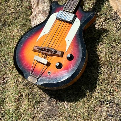 Vintage Airline Pocket Bass Guitar 1960’s - Sunburst Beat to H E Double Hockey Sticks and Ready to Roll! image 8