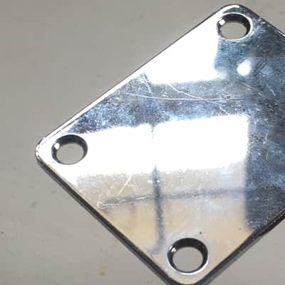 Vintage Aged Relic Neck Plate Electric Guitar Chrome Neckplate MIJ + 3 Screws image 6