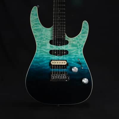 Charvel Pro-Mod Plus Dinky DK24 HSS 2PT EB QM Ebony Fingerboard Blue Curacao 746 image 9