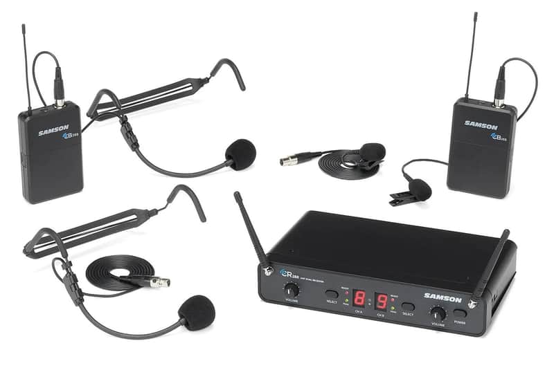 Samson Concert 288 Dual Channel Wireless Presentation System with (2) LM5 Lavalier and (2) HS5 Headset Microphones (CB288 x 2/CR288) - H Band image 1