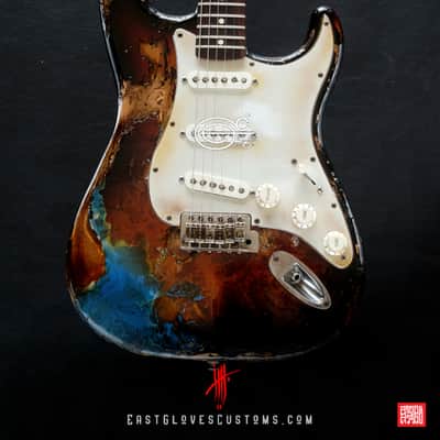Fender Stratocaster Sunburst Paisley/Pelham Blue Heavy Relic by East Gloves Customs image 9