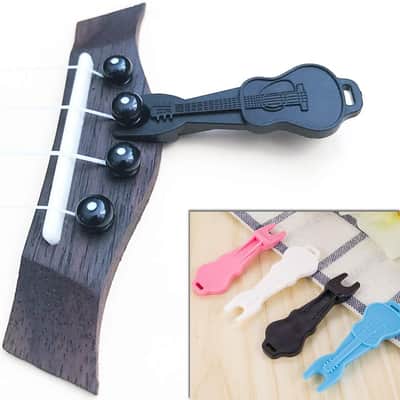 Acoustic Guitar Bridge Pins Set | Ivory and Black Bridge Pegs with Pin Puller Tool | Guitar Replacement Parts image 5