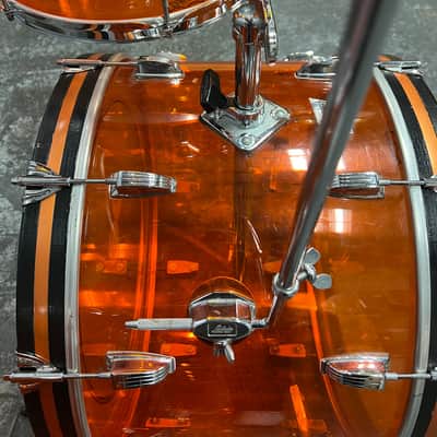 1974 Vintage Ludwig Vistalite 3-Piece Drum Set, Orange image 15