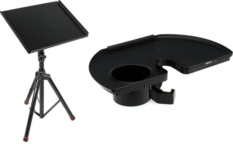 Gator Frameworks GFW-UTL-MEDIATRAY2 Heavy-Duty Adjustable Media Tray Stand Bundle with Gator Frameworks GFW-MICACCTRAY Microphone Stand Accessory Tray image 1