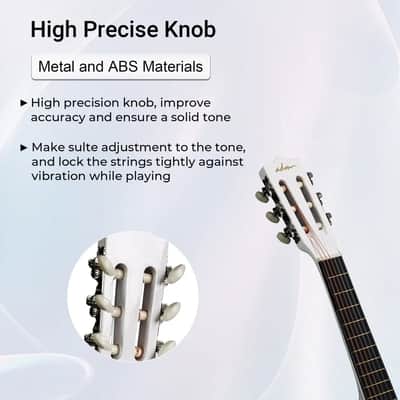 ADM Beginner Acoustic Classical Guitar Nylon Strings Wooden Guitar Bundle Kit for Kid Boy Girl Student Youth Guitarra Online Lessons with Gig Bag, Strap, Tuner, Picks (30 Inch, White) image 2
