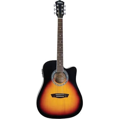 Washburn WA90CE Dreadnought Acoustic-Electric Guitar Vintage Tobacco Sunburst image 2