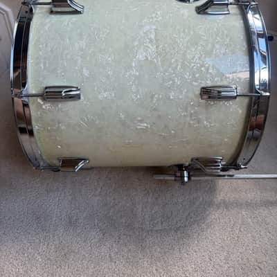 Rogers Vintage Swivo era Dayton Holiday Floor Tom Drum 16” x 16” WMP 60s - White Marine Pearl image 23