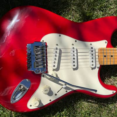 Vintage 1987 E series Fender Squier MIJ Standard Stratocaster with System I Tremolo in Red image 3