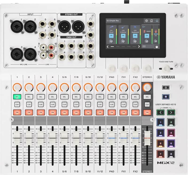 Yamaha MGX12 18-Channel Digital Mixer & Dual USB-C Audio Interface, White image 1