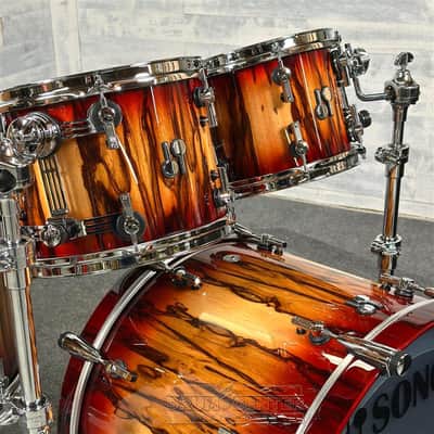 Sonor SQ2 Beech 5pc Drum Set Red Burst over African Marble Gloss image 3
