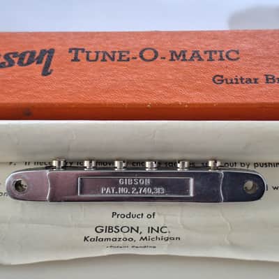 NOS 1960's Gibson Pat. No. Tune-O-Matic Bridge W/Original Box And Instructions image 1