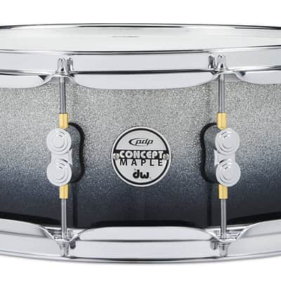 PDP Maple Snare Drum - Silver to Black Sparkle - Chrome 14" w/ Remo Head image 1
