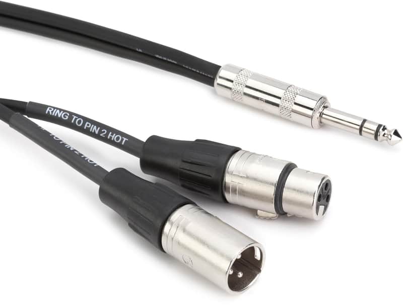 Pro Co IPTBQXFXM-10 1/4-inch TRS Male to Dual XLR Male/Female Insert Cable - 10 foot image 1