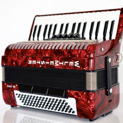 NEW Weltmeister Achat 80 Piano Accordion made in Germany, 80 Bass buttons, Original New Straps and Case, Keyboard Accordian, Red, Shipping from USA image 5