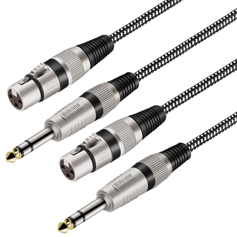 Xlr Female To 1/4 Inch Trs Cables 3 Ft/2Pack, Nylong Braided Xlr 3 Pin Female To 6.35Mm Trs Male Balanced Wire Mic Cord (Pure Copper Conductors)