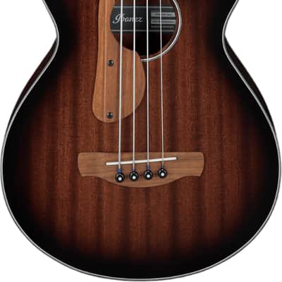 Ibanez AEGB24FEMHS Acoustic-Electric Fretless 4-String Bass Guitar, Sapele Top, Mahogany Sunburst image 2