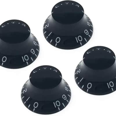 Black Top Hat Bell Knobs Left Hand (Lefty) Electric Guitar (Set of 4) image 1