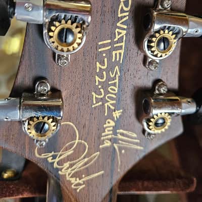 PRS Private Stock Singlecut Archtop, Bear Claw Spruce, Satin Frostbite, Ziricote Neck, Ebony Board with Brushstroke Birds Inlays, Aluminum-bronze 2-piece bridge, Ebony Tailpiece. image 8