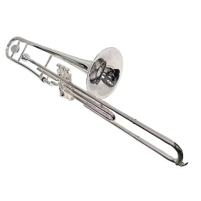 Silver Valve trombone, with case and mouthpiece image 3