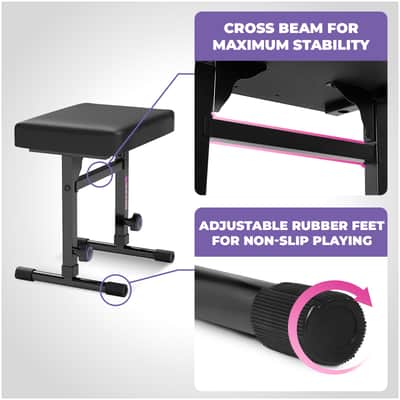 Liquid Stands Piano Keyboard Stand and Bench Set - Sturdy Keyboard Music Stand w/ Wheels and Seat image 5