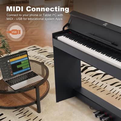88-Key Fully Weighted Digital Piano w/ Hammer Action Bluetooth MIDI & 3 Pedals image 3
